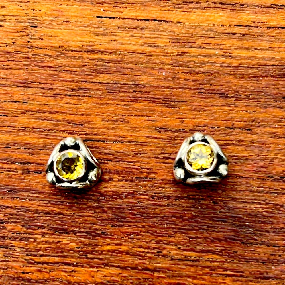 Nicky Butler bright yellow faceted citrine and 925 sterling silver earrings